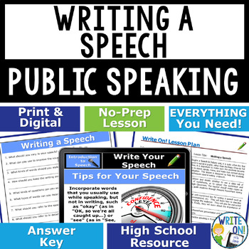 Preview of Public Speaking Introduction, Speech and Debate Lesson - Writing a Speech