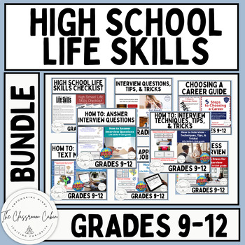 Preview of High School LIFE SKILLS BUNDLE including TPT & Boom Decks for 9-12th Grade