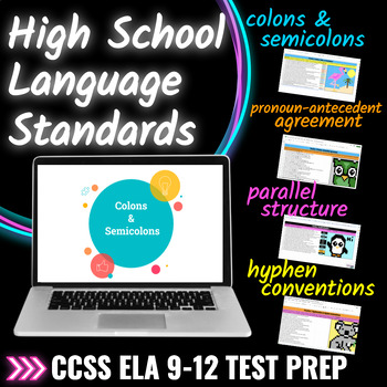 Preview of High School Language Standards CCSS ELA SBAC CAASPP Fun Review Test Prep BUNDLE