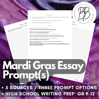 Preview of High School - Mardi Gras Essay Prompts - Synthesize with 5 Source Options