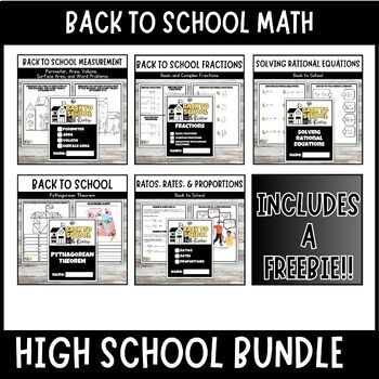 Preview of High School Math BUNDLE | Back to School | Fall | New Years | INCLUDES A FREEBIE