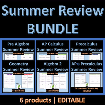 Preview of High School Math Back to School Summer Bundle Algebra | Geometry | Calc