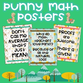 Preview of High School Math Posters - Classroom Decor - Llama Themed