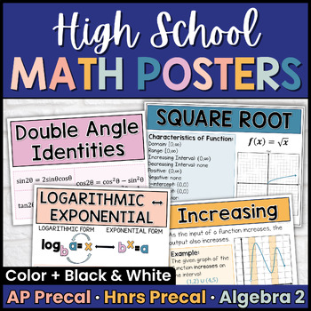 Preview of High School Math Posters Growing Bundle - AP Precalculus, H. Precal & Algebra 2