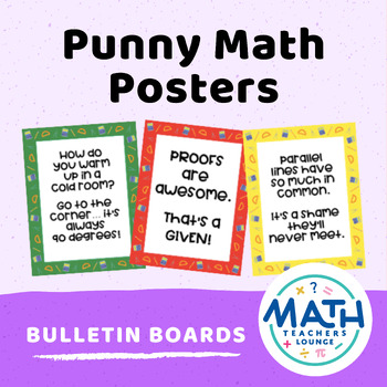 Preview of High School Math Pun Posters - Classroom Decor
