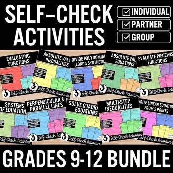 Preview of High School Math Review Bundle | Print and Go | Self-Check Activities