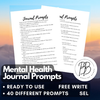 High School - Mental Health Journal Prompts - SEL - Free Write - Shadow ...