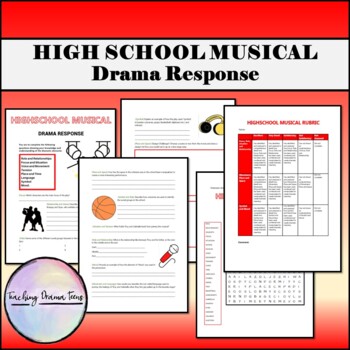 Preview of High School Musical - Drama Response worksheets and rubric