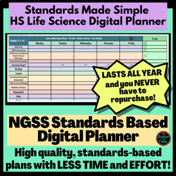 Preview of High School NGSS Life Science Standards Digital Planner Grades 9-12