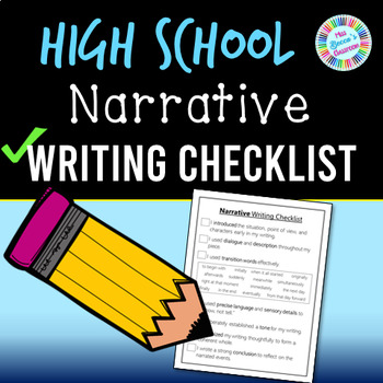 Preview of High School Narrative Writing Checklist - PDF and digital!!