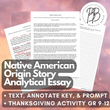 Preview of High School - Native American Analytical Essay - Thanksgiving Annotate & Prompt