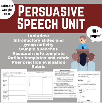 Preview of High School Persuasive Speaking Unit: Slides, activities, outlines, rubrics