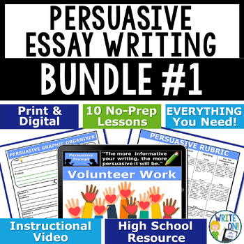 Preview of Persuasive Writing Essay Prompts Unit w/ Graphic Organizer - Bundle 1