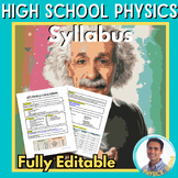 High School Physics - Editable Syllabus Template | First D