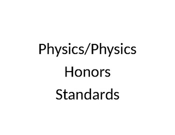 Preview of High School Physics/Physics Honors Common Core Standards