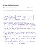 High School Physics - Projectile Motion Lab