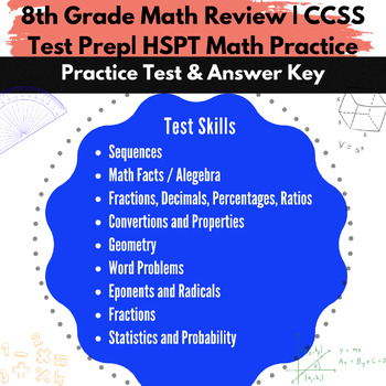 Preview of 8th Grade Math Review | CCSS Test Prep | End of Year Math Review | HSPT Practice