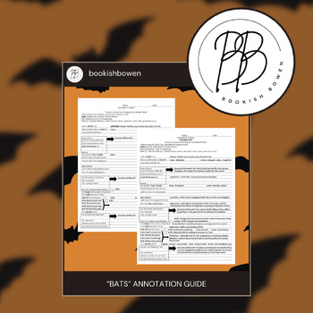 Preview of High School Poem "Bats" Annotation Guide - Halloween & Scaffolding