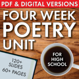 High School Poetry Unit, 4 Weeks, Analysis + Fun Supplements, PDF & Google Drive