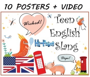 Preview of High School Posters: Teen English Slang - Set of 10... with monsters + Video