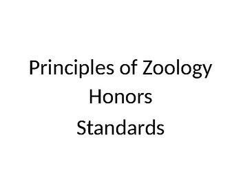 Preview of High School Principles of Zoology Honors Common Core Standards