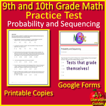 Preview of 9th and 10th Grade NWEA Map Math Practice Test - Probability and Statistics Prep