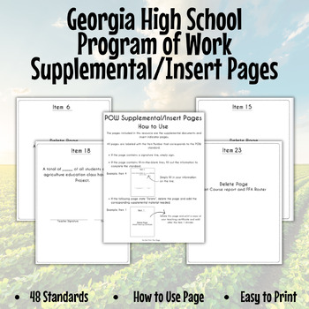 Preview of High School Program of Work Supplemental/Insert Pages- Georgia