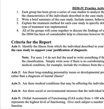 Preview of High School Psychology - Case Study Diagnosis Activity