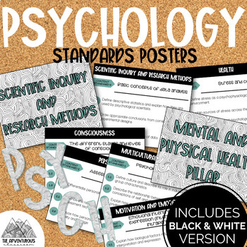 Preview of High School Psychology Standards Posters & Bulletin Board Set - Updated 2022