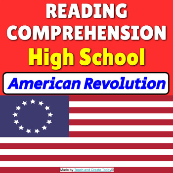 Preview of High School Reading Comprehension Passage History Worksheet American Revolution