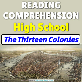 Preview of High School Reading Comprehension Passage History Worksheet Thirteen Colonies