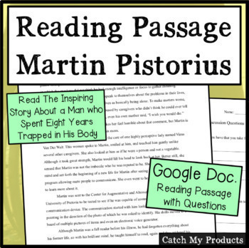 Preview of High School Reading Comprehension Passage and Questions in Google Docs