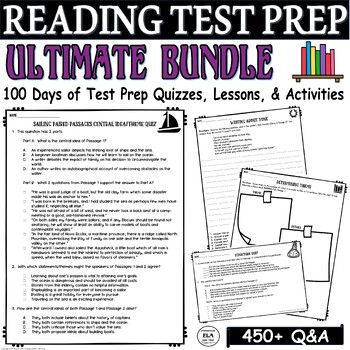 Preview of High School Reading Comprehension Passages and Questions Reading Test Prep Work