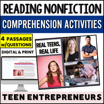Preview of High School Reading Comprehension Nonfiction Articles on Teen Entrepeneurs