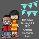High School Reading I, II, III TEKS Checklist