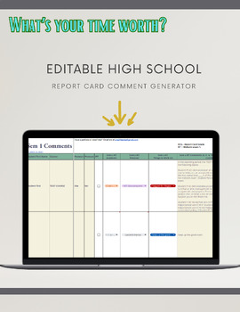 Preview of High School Report Card Comment Generator (SAVE TIME!) Report Card Template