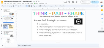 High School Resume, Mock Interview, and Business Letter Lesson | TPT