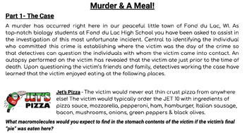 Preview of High School Science- Bio/Forensics Murder and a Meal Lab with EL Version