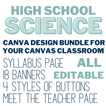Preview of High School Science Bundle - Banners, Buttons, Syllabus, & Meet the Teacher
