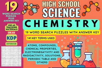 Preview of High School Science Chemistry WordSearch 9th Grade to Higher Education
