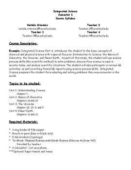 Preview of High School Science Syllabus Template