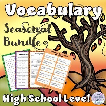 Preview of High School Seasonal/Holiday Vocabulary Activity Worksheets MEGA BUNDLE!