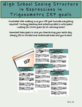 Preview of High School Seeing Structure in Expressions in Trigonometry IEP goals