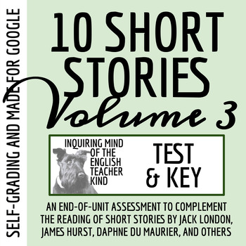 Preview of High School Short Stories Test and Answer Key with Study Guide - Google (Vol. 3)