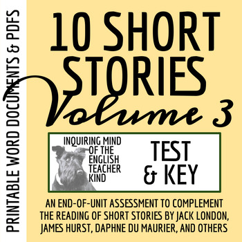 Preview of High School Short Stories Test and Answer Key with Study Guide (Volume 3)