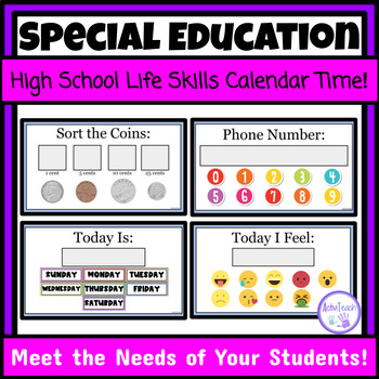 Preview of High School Special Education Calendar Time Morning Meeting Life Skills SPED
