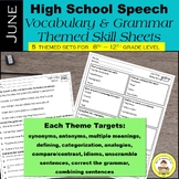 High School Speech Therapy  Vocabulary and Grammar Skill S