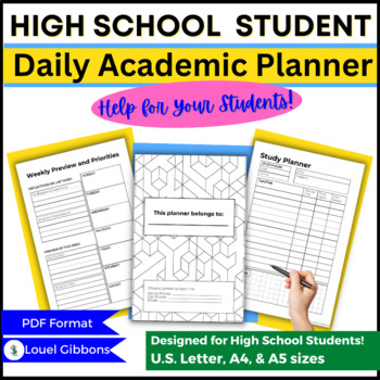 Preview of High School Student Planner, Academic School Year, Minimalist Design, PDF