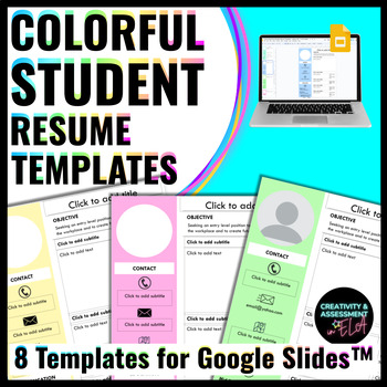 Preview of High School Student Resume | 8 Colorful Templates for Google Slides™