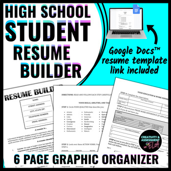 Preview of High School Student Job Resume Writing Lesson Guided Activity Packet & Template